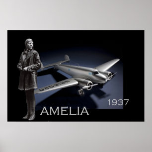 Amelia Earhart und ihr Lockheed Electra-Flugzeug Poster
