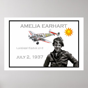 Amelia Earhart und ihr Lockheed Electra-Flugzeug Poster