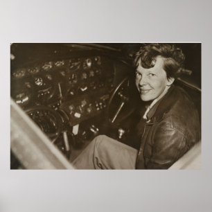 Amelia Earhart unveröffentlichtes Flugzeug-Cockpit Poster