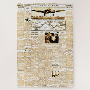 Amelia Earhart Vintage Zeitungsstory Sepia