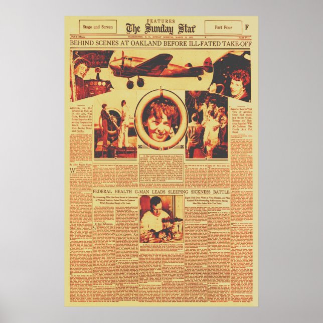 Amelia Earhart vor dem Weltflug 1937 Poster (Vorne)