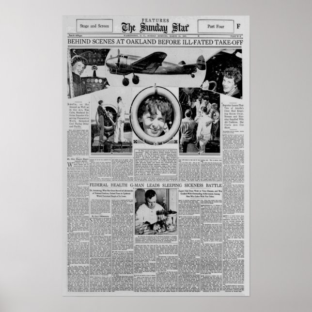 Amelia Earhart vor dem Weltflug 1937 Poster (Vorne)