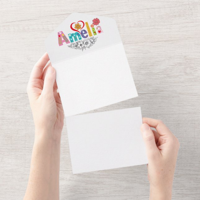 Amelia Girls benennen dekorative Brust All In One Einladung (Abreißen)