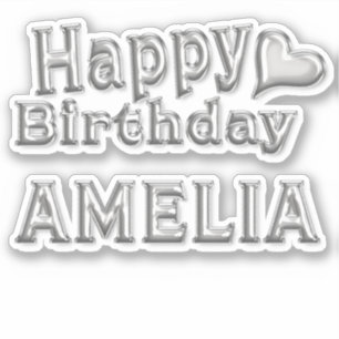 Amelia Happy Birthday silver Aufkleber Sticker