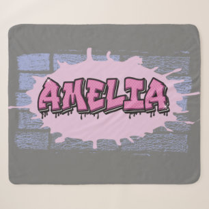 AMELIA Ihr Name Girls Pink Graffiti Hip Hop Sherpadecke