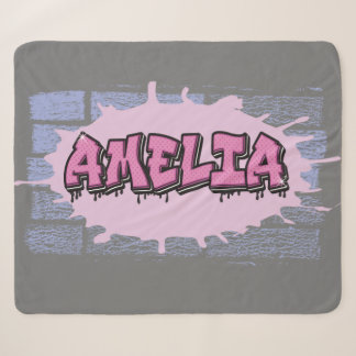 AMELIA Ihr Name Girls Pink Graffiti Hip Hop Sherpadecke