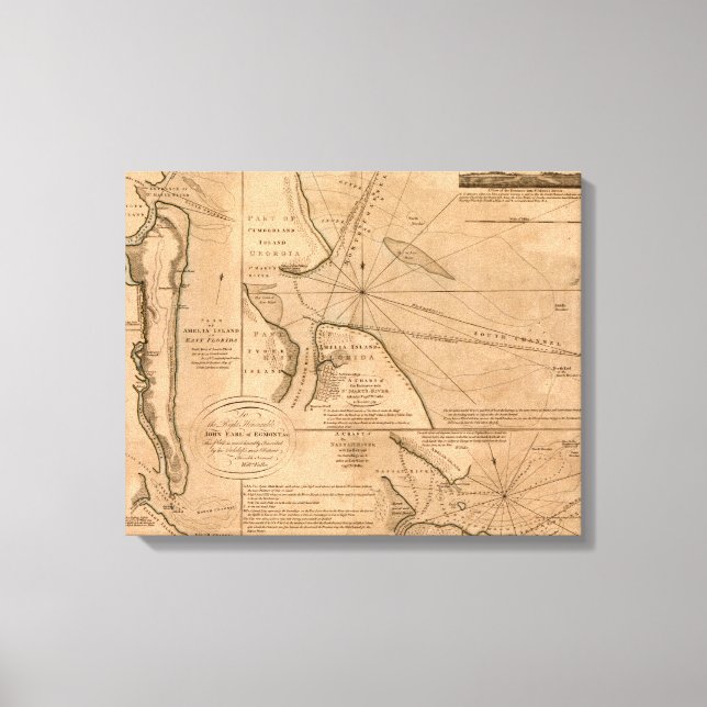 Amelia Island, Florida 1770 Karte Leinwanddruck (Vorderseite)