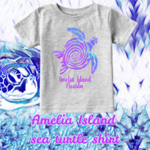 Amelia Island Florida Color Blast Sea Turtle Baby Baby T-shirt