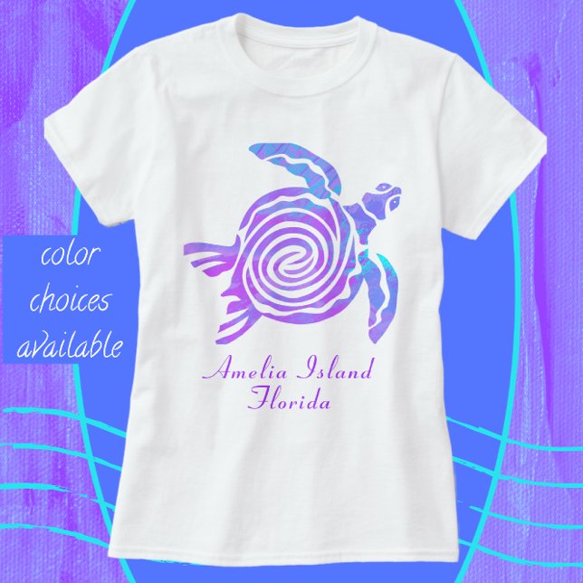 Amelia Island Florida Farbenfrohe Meeresschildkröt T-Shirt (Von Creator hochgeladen)