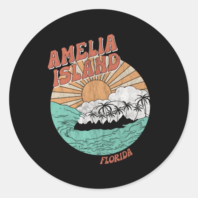 Amelia Island Florida Palm Trees Fl Runder Aufkleber (Vorderseite)