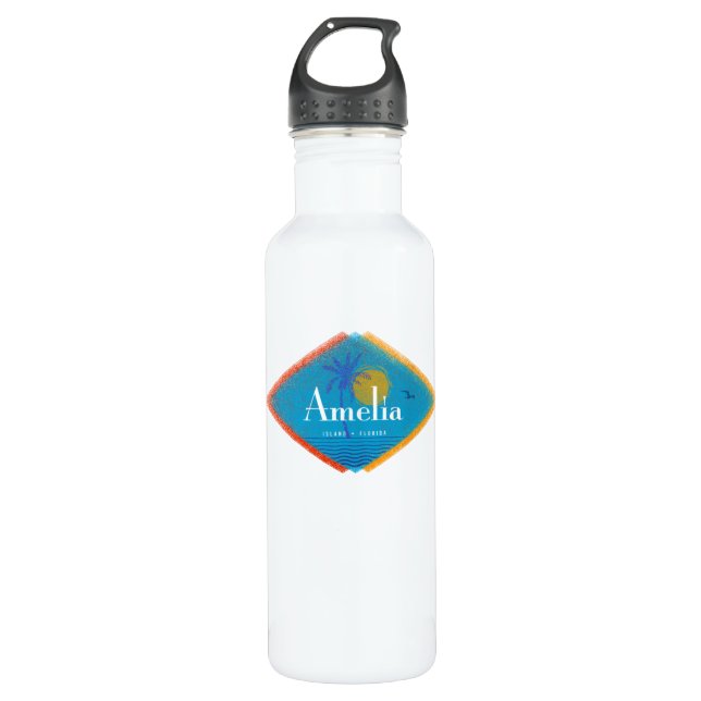 Amelia Island, Florida Retro Mitte Jahrhundert Sti Edelstahlflasche (Vorderseite)