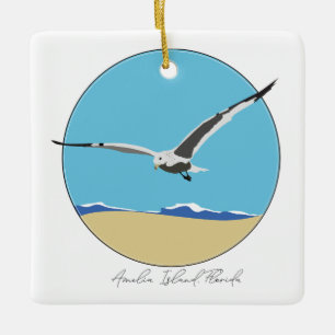 Amelia Island, Florida Sea Gull Überfliegen Strand Keramikornament