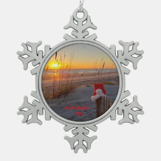 Amelia Island, Florida Souvenir Weihnachtsschmuck Schneeflocken Zinn-Ornament