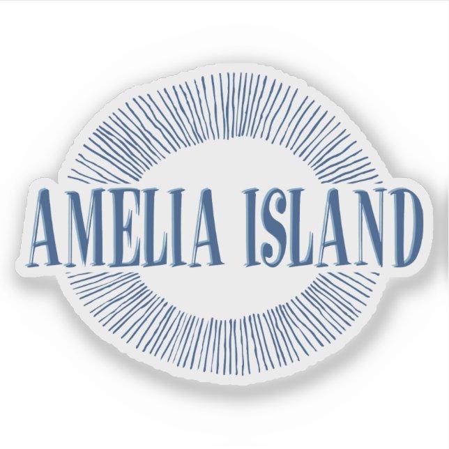 Amelia Island in blau mit Sonnendesign Aufkleber (Vorderseite)