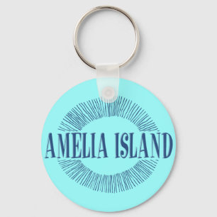 Amelia Island in blau mit Sonnendesign Schlüsselanhänger