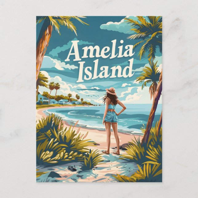 Amelia Island Vintag Postkarte (Vorderseite)