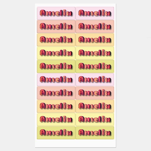 Amelia Mädchennahrung Etiketten (Blatt)