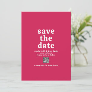 Amelia Magenta Moderne Hochzeit Save The Date