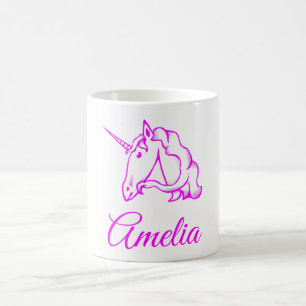 Amelia oder Ihr Name Rosa Einhorn Niedlich Magisch Kaffeetasse