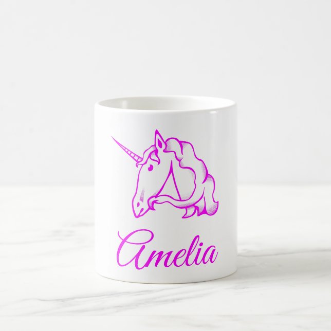 Amelia oder Ihr Name Rosa Einhorn Niedlich Magisch Kaffeetasse (Mittel)