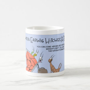 Amelia-Ohrwurm hitches eine Fahrt Kaffeetasse