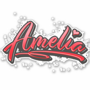 Amelia red Heart Graffiti Autocollants