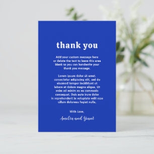 Amelia Royal Blue Modern Wedding Dankeskarte