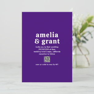 Amelia Royal Lila Modern Wedding Einladung