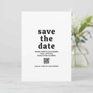 Amelia Schwarz-weiß Modern Wedding Save The Date