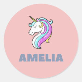 Amelia Unicorn Tote Bag Runder Aufkleber