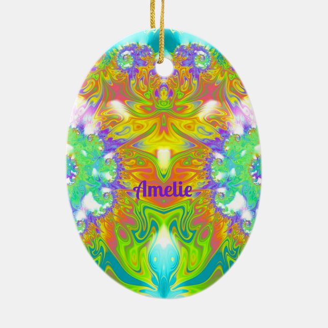 AMELIE~ EASTER EGG ~ FRAKTAL mehrfarbig Hübsch Keramik Ornament (Hinten)