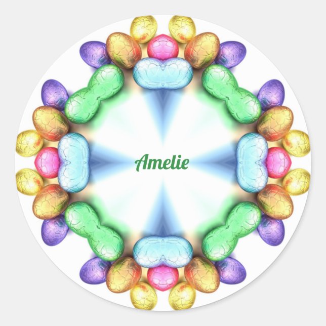 AMELIE ~ EASTER WOW! Hübsche Eier Ostergeburt ~ Runder Aufkleber (Vorderseite)