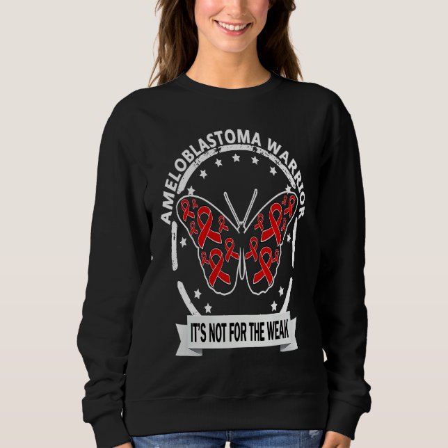 Ameloblastoma Warrior red ribbon butterfly awarene Sweatshirt (Vorderseite)
