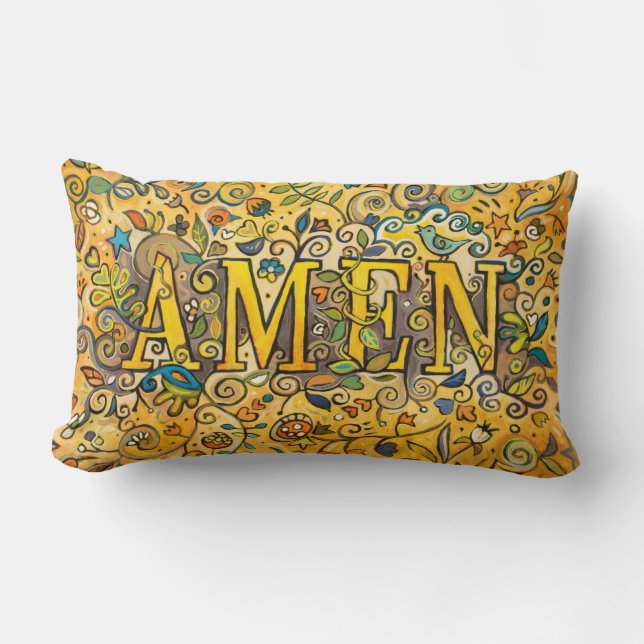 AMEN dekoratives lumbales mit Blumenkissen Lendenkissen (Vorderseite)