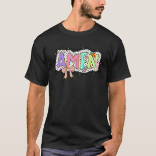 Amen Happy Oaster Bunny Coquette Bow Graphic Girl T-Shirt