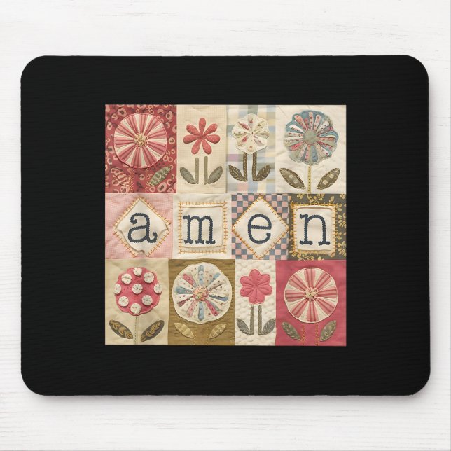 Amen Patchwork-Blume Frohe Ostern Jesus Christlich Mousepad (Vorne)