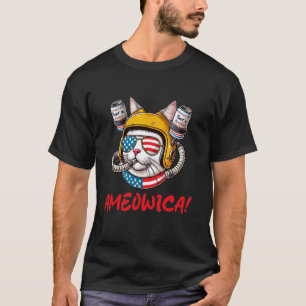 Ameowica Bier trinkende Katze - Patriotisch 4. Jul T-Shirt