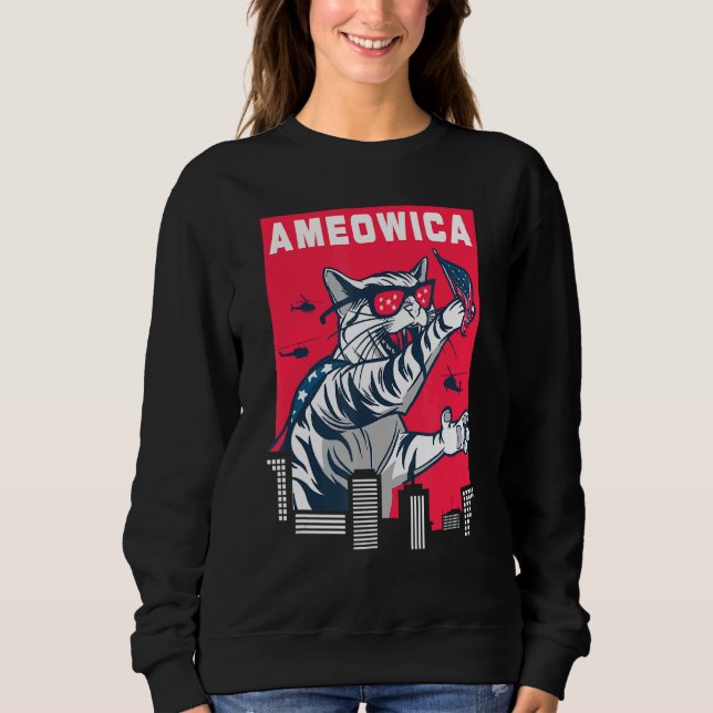 Ameowica Vurth July Patriotic Cat Independence Da Sweatshirt (Vorderseite)