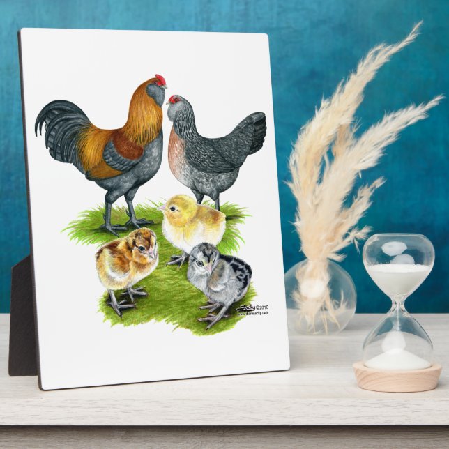 Ameraucana-Hühnerfamilie Fotoplatte (Seite)