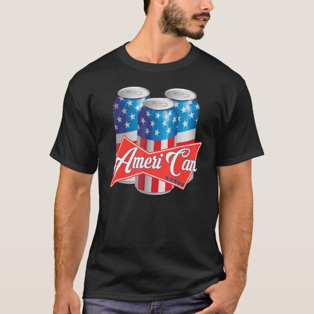 Ameri Can beer Patriotic 'murica Proud Drinken T-Shirt (Vorderseite)
