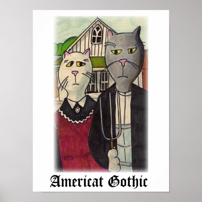 Ameriat Gothic Cat Cartoon Character Art Poster (Vorne)