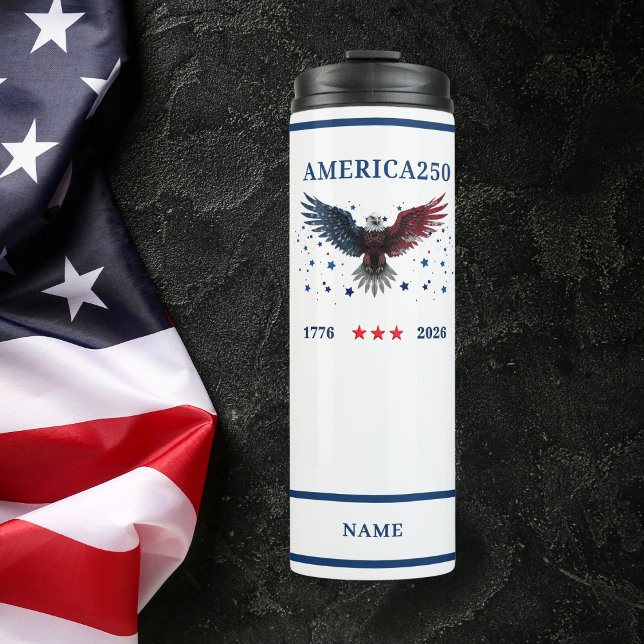 AMERICA250 Celebrating 1776 - 2026 With Name Thermosbecher (AMERICA250 Celebrating 1776 - 2026 Thermal Tumbler With Name )