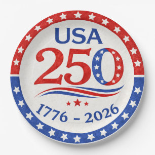America 250 1776 2026 Patriotisch USA  Pappteller