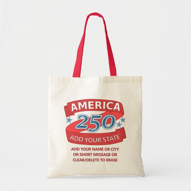 America 250 Add State Red White Blue Add Your Text Tragetasche (Vorne)