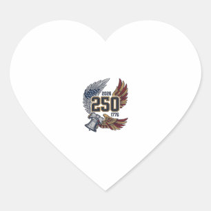 America 250 Adlerflügel 2026 Patriotisches Design_ Herz-Aufkleber