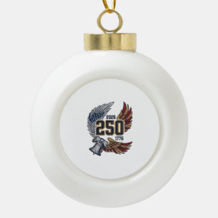 America 250 Adlerflügel 2026 Patriotisches Design_ Keramik Kugel-Ornament