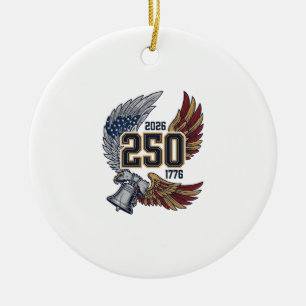 America 250 Adlerflügel 2026 Patriotisches Design_ Keramik Ornament