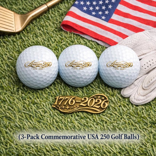 America 250 Commemorative Gold Script Golf Balls Golfball ( Commemorative America 250 gold‑script golf balls — a meaningful gift for every golfer)