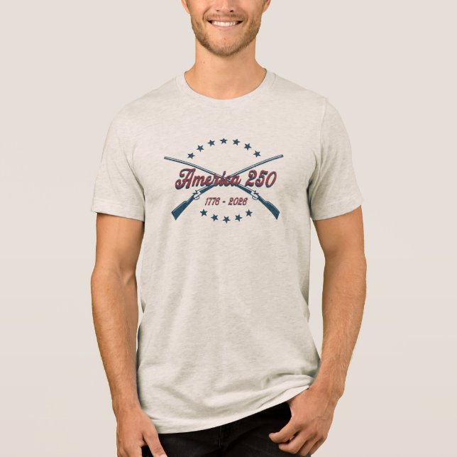 America 250 Crossed Rifles Patriotic 1776-2026 Tri-Blend Shirt (Vorderseite)