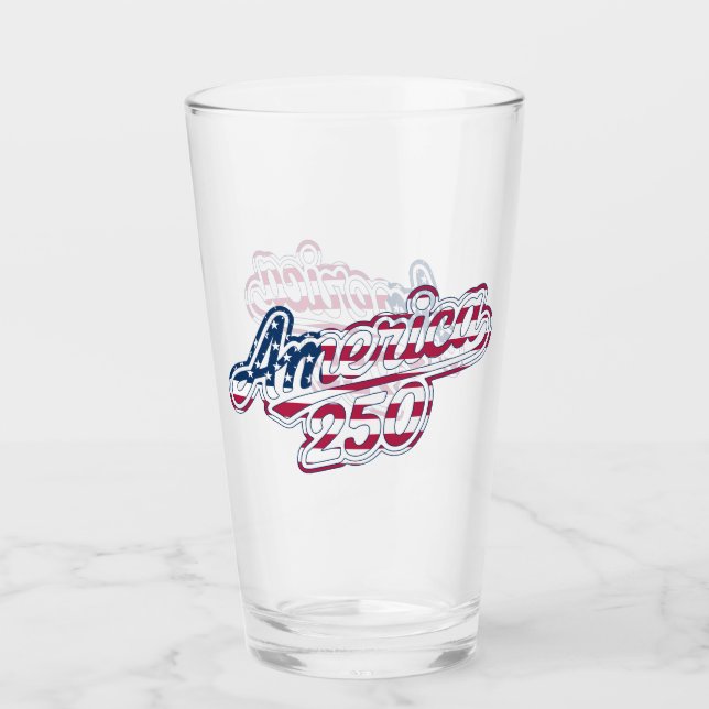 America 250 Flag Script Halbquinquennendesign Glas (Vorderseite)